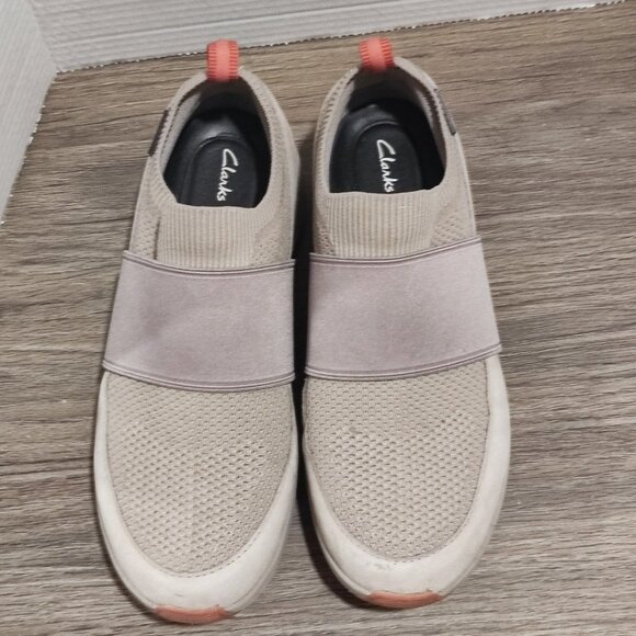 Clarks Wave 2.0 Step knit slip-on sneakers women's sz 10 stone colour waterproof - Picture 4 of 16